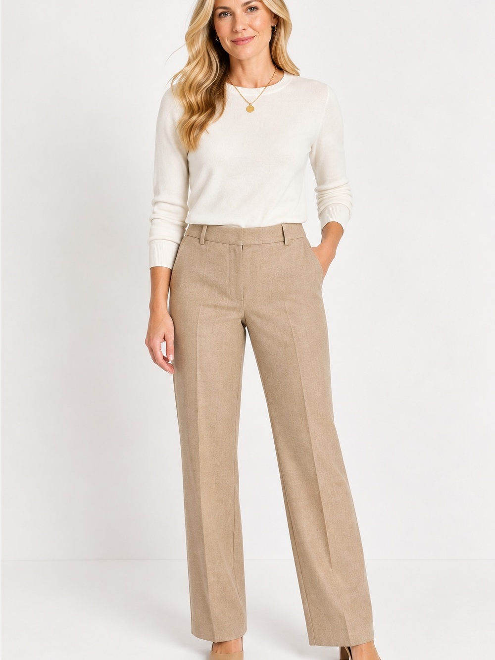 NWT Talbots Womens 8P Wool Pants Lined Wide Leg Trouser Office Minimalist Career